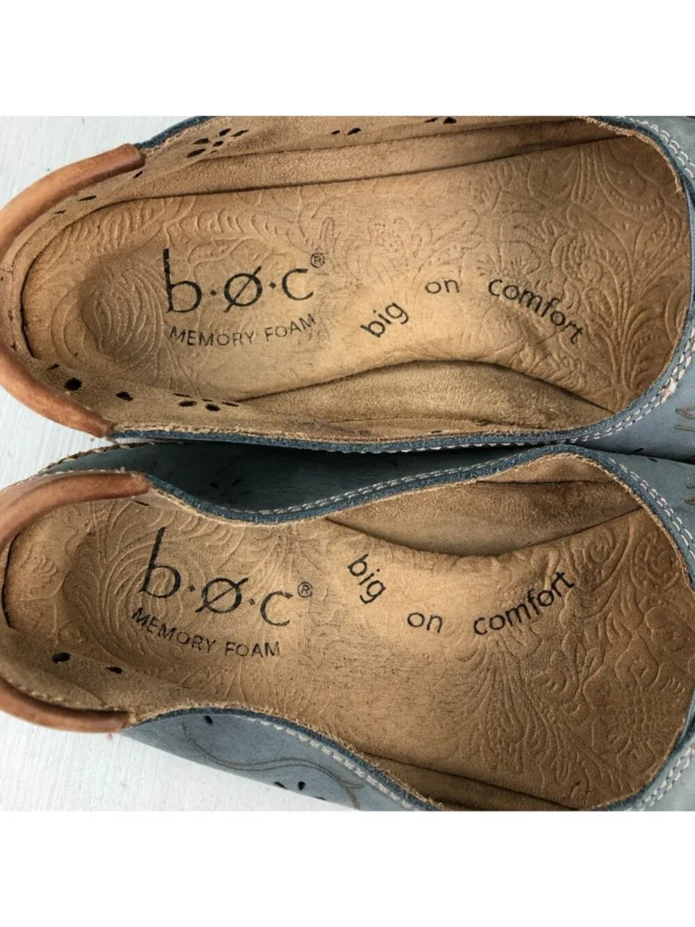 BOC Women's Size 8M Poha Blue Leather Laser Cut Perforated Ballet Flats Shoes